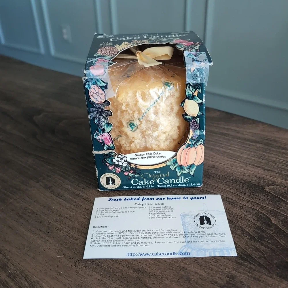 Lumi-Lite The Original Cake Candle Hearth & Home Golden Pear Cake 2001 w/Recipe